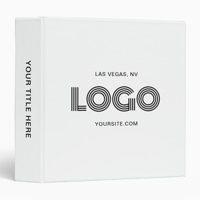 White and Black Modern Logo 3 Ring Binder (Front/Spine)