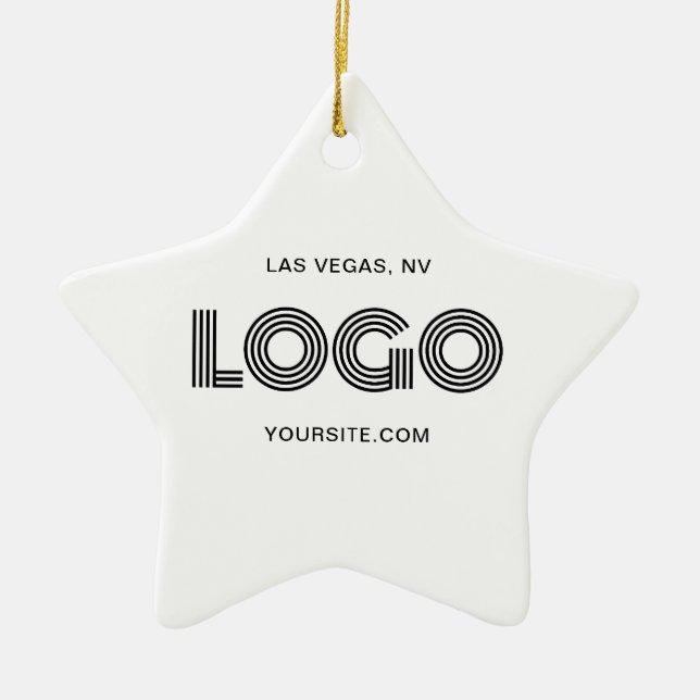 White and Black Modern Logo Ceramic Ornament (Front)