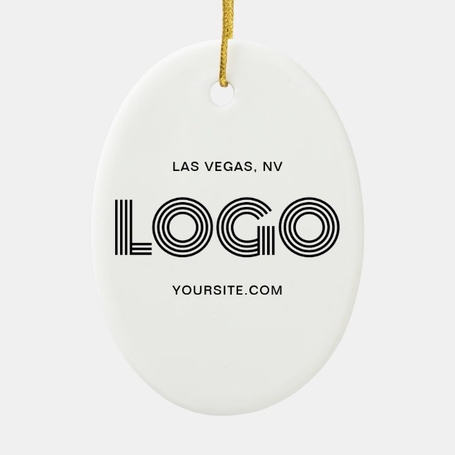 White and Black Modern Logo Ceramic Ornament (Front)