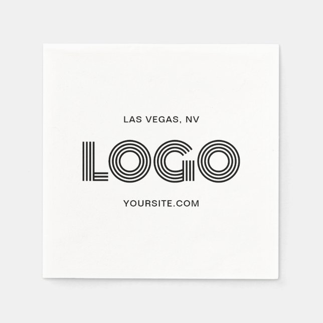White and Black Modern Logo Napkins (Front)