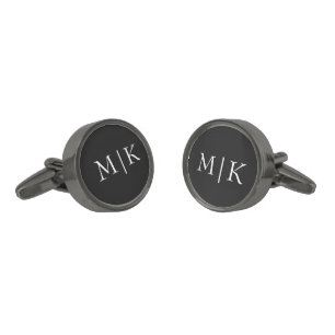 White and Black   Modern Monogram Cufflinks