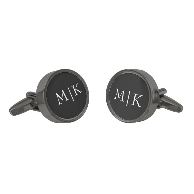 White and Black | Modern Monogram Cufflinks (Angled)