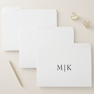 White and Black   Modern Monogram File Folder