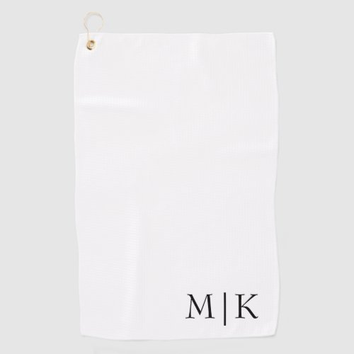 White and Black  Modern Monogram Golf Towel