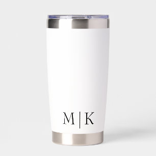 White and Black   Modern Monogram Insulated Tumbler