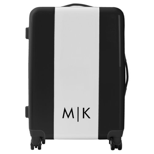 White and Black  Modern Monogram Luggage