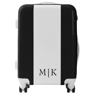 White and Black   Modern Monogram Luggage