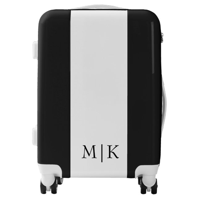White and Black | Modern Monogram Luggage (Front)