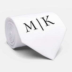 White and Black   Modern Monogram Neck Tie