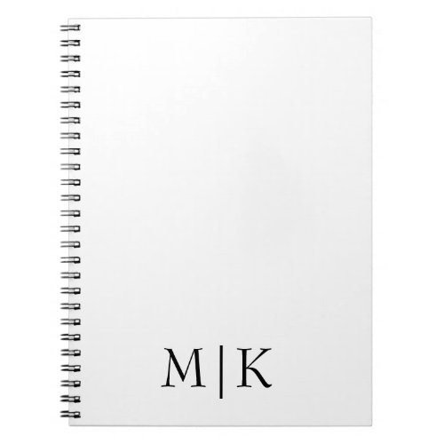 White and Black  Modern Monogram Notebook
