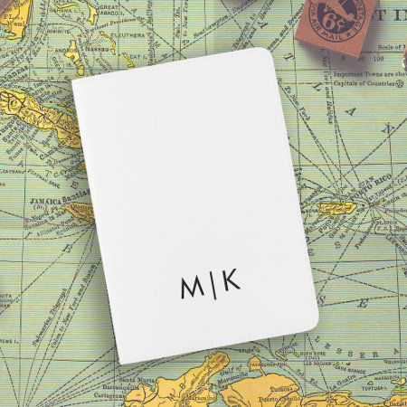 White And Black | Modern Monogram Passport Holder
