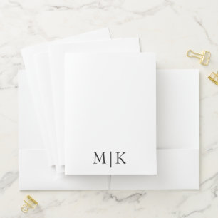 White and Black   Modern Monogram Pocket Folder