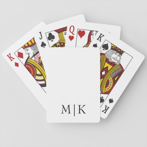 White and Black  Modern Monogram Poker Cards