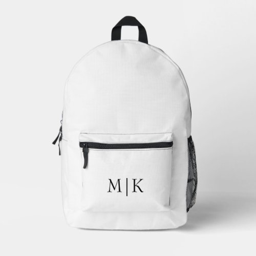 White and Black  Modern Monogram Printed Backpack