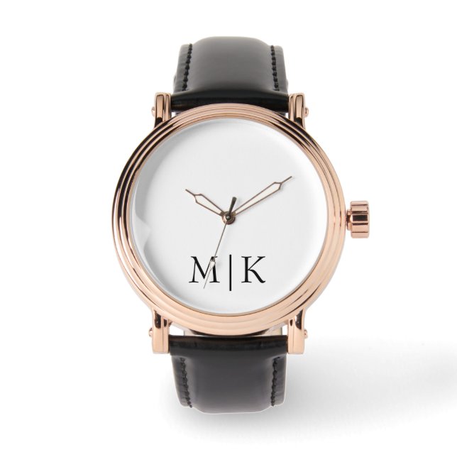 White and Black | Modern Monogram Watch (Front)