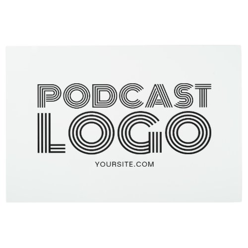 White and Black Modern Podcast Logo Metal Print