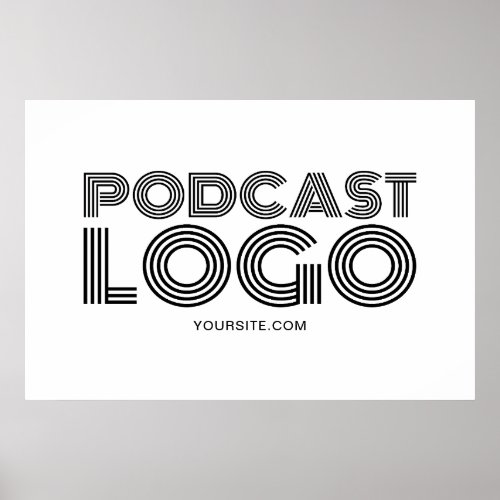 White and Black Modern Podcast Logo Poster