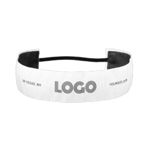 White and Black Modern Rectangular Logo Athletic Headband