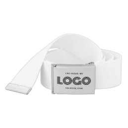 White and Black Modern Rectangular Logo Belt