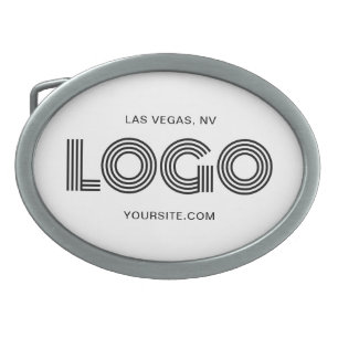 White and Black Modern Rectangular Logo Belt Buckle