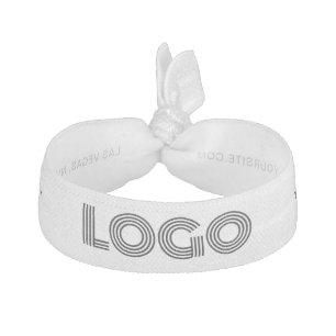 White and Black Modern Rectangular Logo Elastic Hair Tie