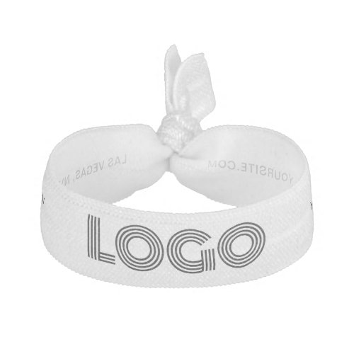 White and Black Modern Rectangular Logo Elastic Hair Tie