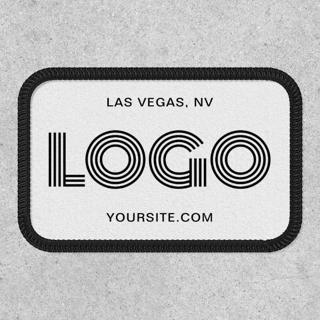 White and Black Modern Rectangular Logo Patch (Front)