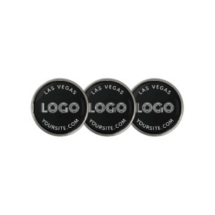 White and Black Modern Rectangular Logo Promo Golf Ball Marker