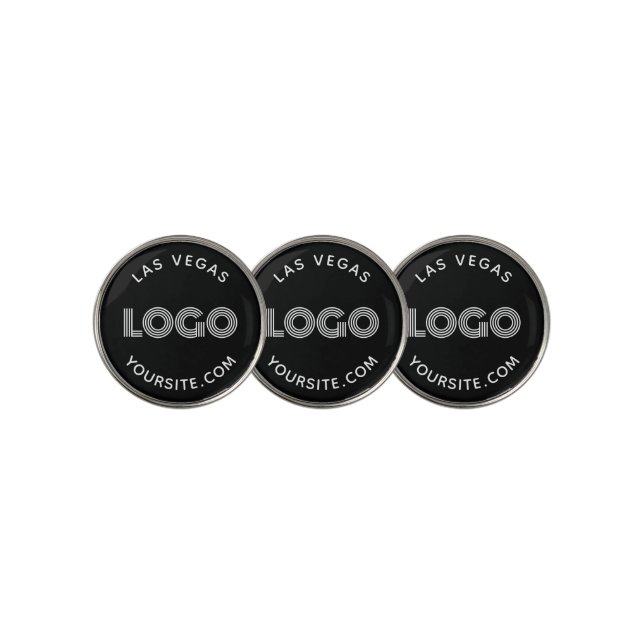White and Black Modern Rectangular Logo Promo Golf Ball Marker (3 Up)