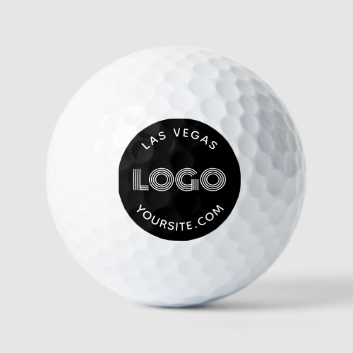 White and Black Modern Rectangular Logo Promo Golf Balls