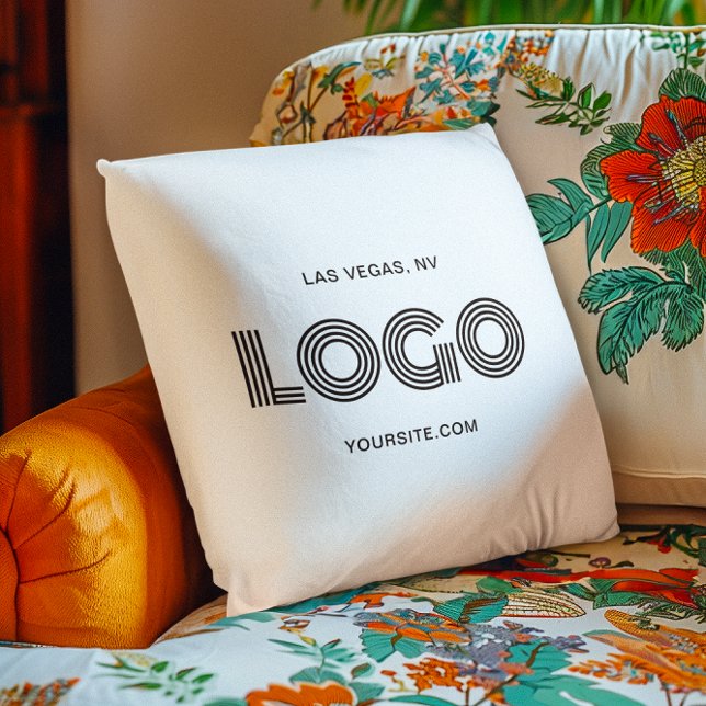 White and Black Modern Rectangular Logo Throw Pillow (White and Black Modern Rectangular Logo Throw Pillow)