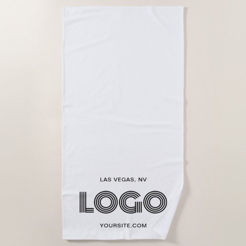 White and Black Modern Rectangular Logo Vertical Beach Towel