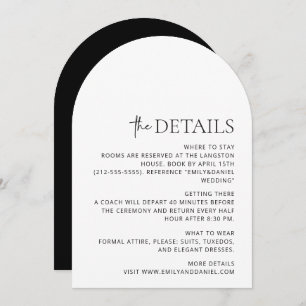 White and Black, modern simple arch the details Save The Date
