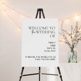 White and Black, modern wedding welcome banner Foam Board