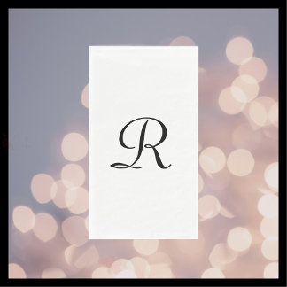 White and Black Monogrammed Elegant Simple Chic Paper Guest Towels