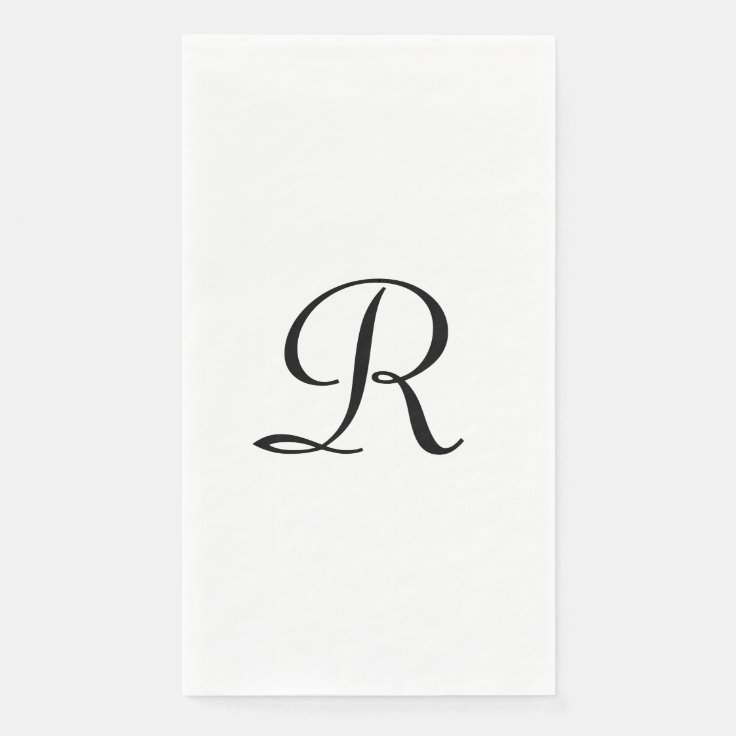 White and Black Monogrammed Paper Guest Towel Zazzle