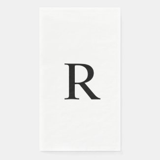White and Black Monogrammed Paper Guest Towel