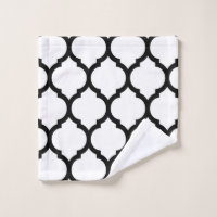 Black Hand and Bath Towels, Hand Towels, Custom Towels, Black, Black  Lattice, Black Bathroom, Black Towel, Quatrefoil Towel 