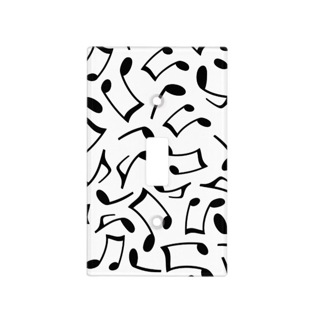 White and Black Music Notes Light Switch Cover (Front)