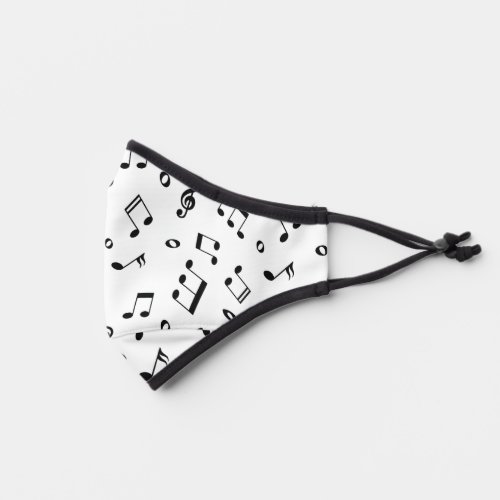 White and Black Music Notes Pattern Premium Face Mask