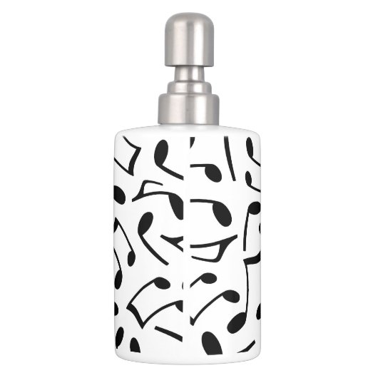 White and Black Music Notes Soap Dispenser & Toothbrush Holder (Back)