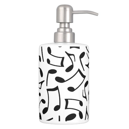 White and Black Music Notes Soap Dispenser & Toothbrush Holder (Right)