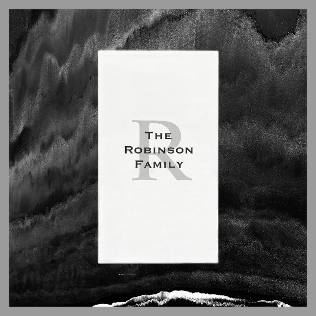 White and Black Name Monogrammed Paper Guest Towel (Creator Uploaded)