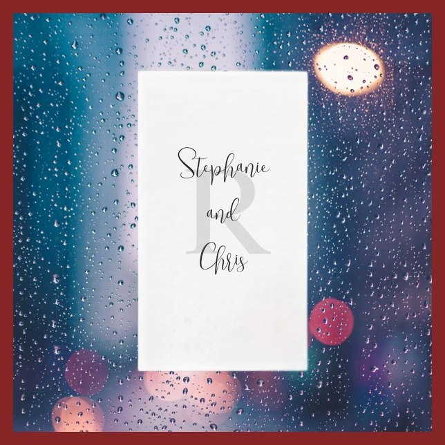 White and Black Name Monogrammed Paper Guest Towel (Creator Uploaded)