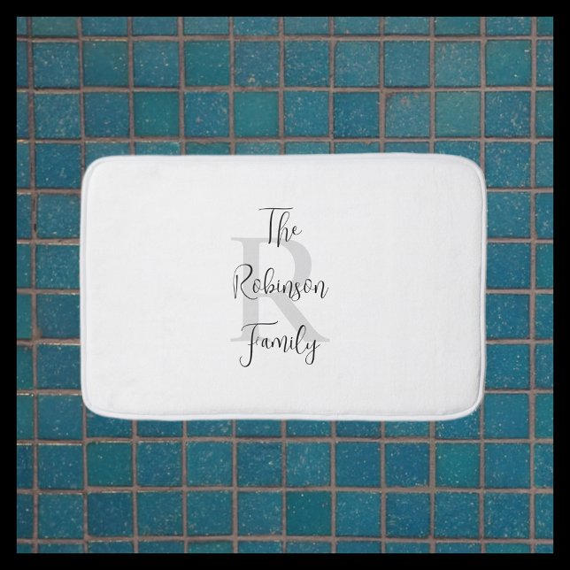 White and Black Name Monogrammed Paper Guest Towel Bath Mat (Creator Uploaded)