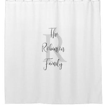 White And Black Name Monogrammed Paper Guest Towel Shower Curtain by SocolikCardShop at Zazzle