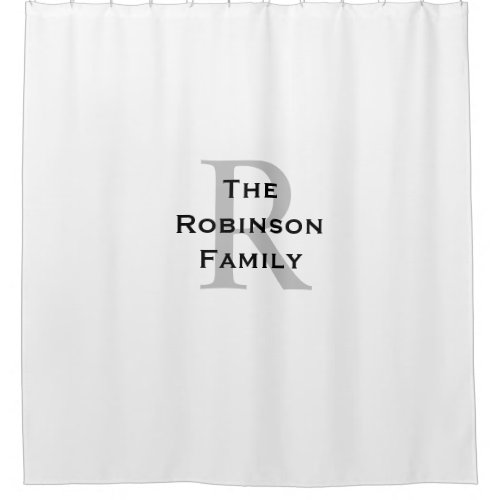 White and Black Name Monogrammed  Shower Curtain