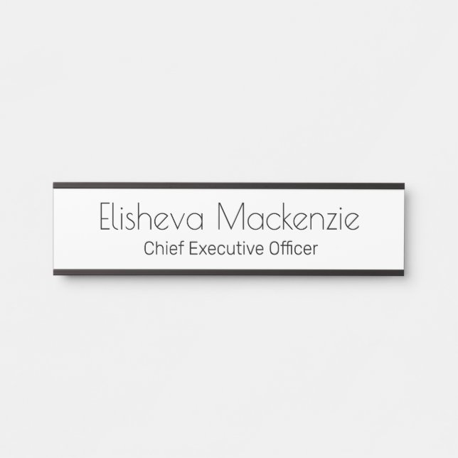 White and Black Office Door Sign Signs  Name Plate (Front)