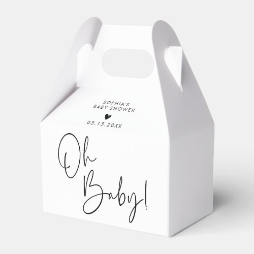 White and Black Oh Baby Modern Boho Baby Shower Favor Boxes