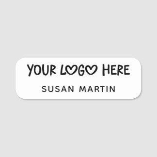 White and Black One Line Business Logo Name Tag